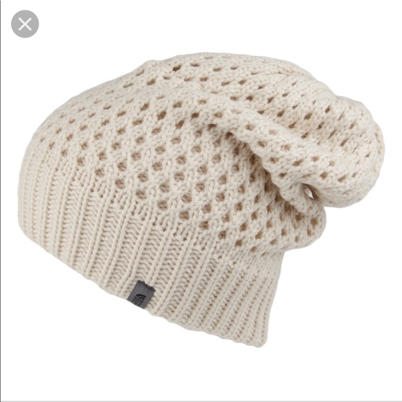 North Face Reversible Crochet Hat Cream 